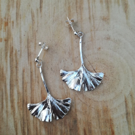 Silver earrings ginkgo - Zilveren oorbellen ginkgo (G8)
