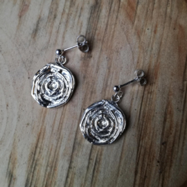 Silver earrings rose - Zilveren oorbellen roos (O16)