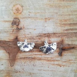 Silver earrings ginkgo - Zilveren oorbellen ginkgo (G7)