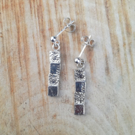 Silver earrings 4 squares - Zilveren oorbellen 4 vierkantjes
