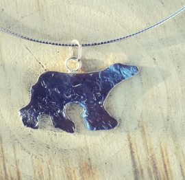 Pendant silver polar bear silhouette - Hanger zilveren ijsbeer silhouet