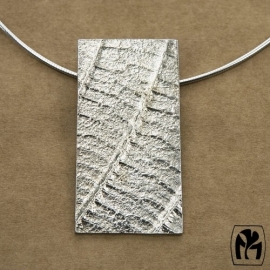 Silver pendant leave texture - Zivleren hanger bladnerven (Ha33)