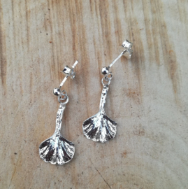 Silver earrings ginkgo - Zilveren oorbellen ginkgo (G10)