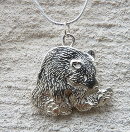 Pendant silver bear  - Hanger zilveren beer