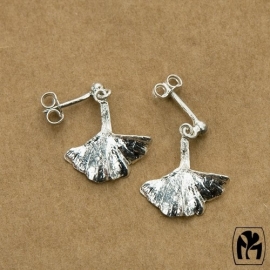 Silver earrings ginkgo - Zilveren oorbellen ginkgo (G9)