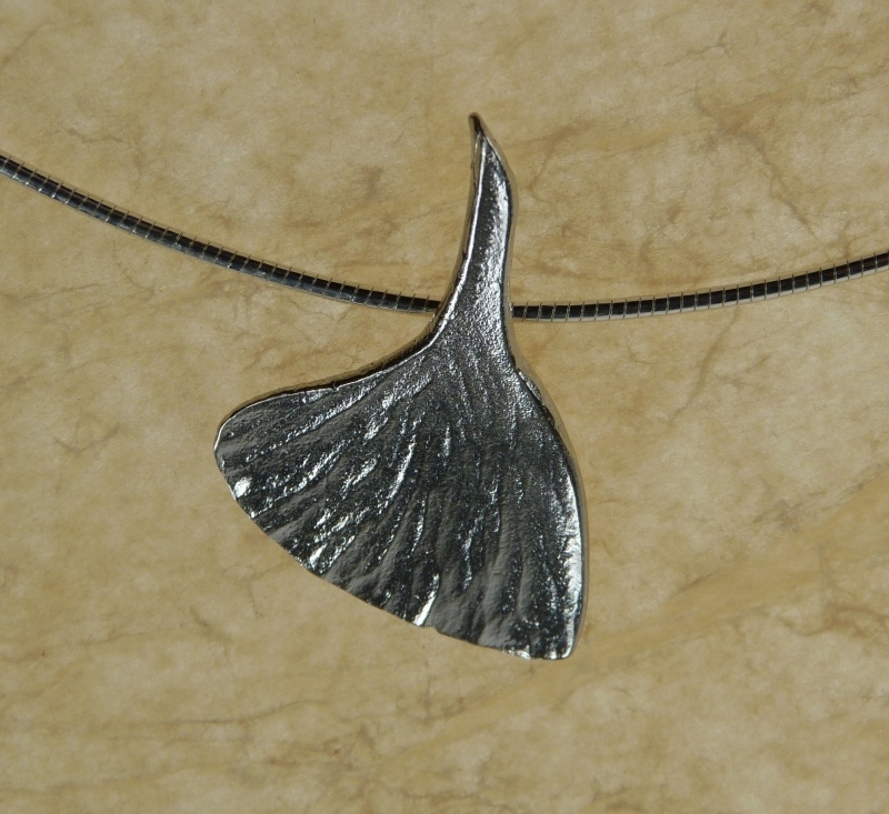 Silver pendant ginkgo - Zilveren hanger ginkgo (Ha 23)