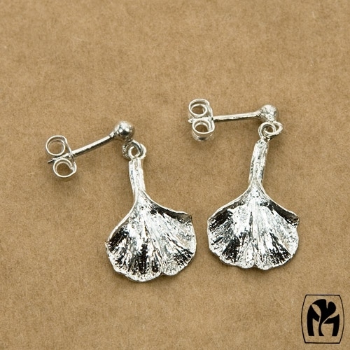 Silver earrings ginkgo - Zilveren oorbellen ginkgo (G10)