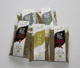 Tijdelijk 5 x kruiden:  Bio Oregano+ Bio Kruidenmix voor kip + Bio Kruidenmix voor salade +  Bio Mix voor roosteren of grillen vlees + Bio Kruidenmix voor vis van Kreta
