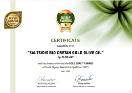 5 liter Blik Olijfolie Saltsidis Bio Cretan Gold uit Kreta extra vierge- Gold Taste Olymp Award 2023 & Biologische Balsamico kalamata azijn, 250 ml