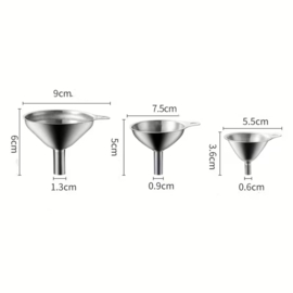 3 x Rvs trechter