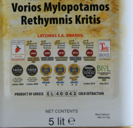 2X5 Liter  Latzimas griekse biologische olijfolie extra vierge in 5 liter blik & GRATIS  VERZENDING