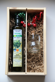 Kerstbox 750 ml biologische Latzimas olijfolie en glazen geschenkkan