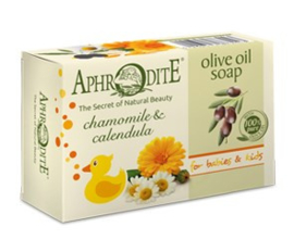 Aphrodite zeep,  100% natuurlijke olijfolie zeep met kamille en calendula
