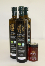 Tijdelijk  3 x 750 ml Saltsidis Bio Cretan Gold Olijfolie extra vierge & Kretenzische biologische honing van tijmbloemen en wilde kruiden 270g