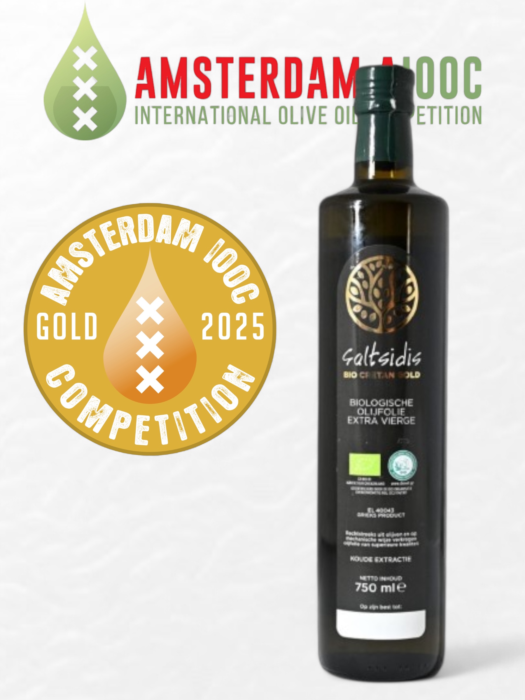 9 x 750 ml Saltsidis Bio Cretan Gold Olijfolie extra vierge & GRATIS  VERZENDING