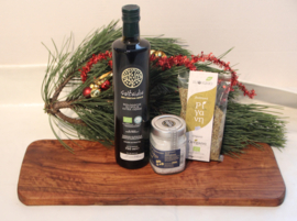 Saltsidis Biologische Olijfolie extra vierge 750ml&Puur natuurlijke zeezoutvlokken in pot (100 g) & Biologische Oregano van Kreta