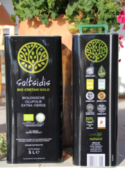 5 liter  blik  olijfolie Saltsidis Bio Cretan Gold uit Kreta - Gold Olympic Taste award 2023