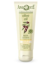 Aphrodite Bodylotion, olijfolie en Avocado&Chamomile, zonder parabenen