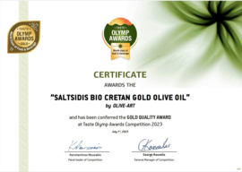 Saltsidis Bio Cretan Gold Olijfolie  extra vierge 750ml - Gold Olymp Taste Award 2023