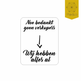 Deurbelsticker geen verkopers