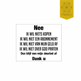 Deurbelsticker geen verkopers