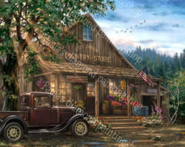 Pick up auto voor Country store (40x50cm full painting)