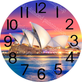 Diamond Painting klok  Opera House Sydney 30cm diameter  (full painting)