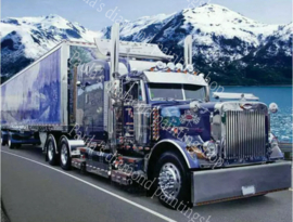 Pieterbilt truck met container in de sneeuw  (40x50cm full painting)