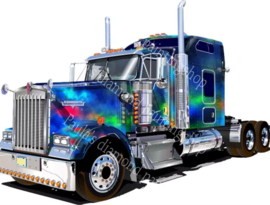 Kenworth truck W900L blauw (40x50cm full painting)