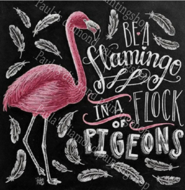 Flamingo met diverse teksten op een bord (40x50cm full painting)