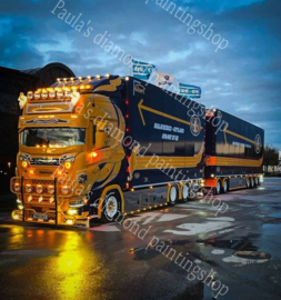Vrachtauto Scania combinatie  (40x50cm full painting)