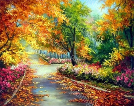 Bospad in herfst sfeer (40x50cm full painting)