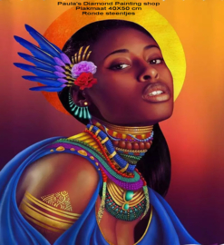 Afrikaanse jonge dame met sieraden (40x50cm) (full painting.)