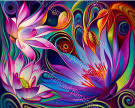 Gekleurde bloemen met een oog in het midden (40x50cm full painting)