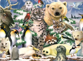 Een verzameling van diverse dieren (40x50cm full painting)