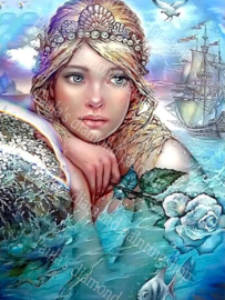 Jong meisje met een roos in het water (40x50cm full painting)
