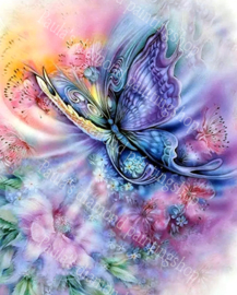 Blauw paarse vlinder  (40x50cm full painting)