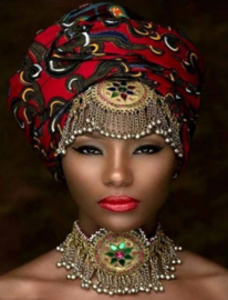 Afrikaanse vrouw met hals versiering (40X50cm full painting)
