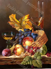 Stilleven fruit met en glas wijn (40x50cm full painting)