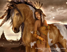 Indiaane meisje met haar paard  (40x50cm full painting)