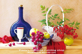 Stil leven met vruchten, fles en mandje  (40x50cm) (full painting.)