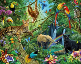 Een verzameling wild dieren in de jungle (40x50cm full painting)