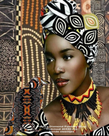 Afrikaanse dame Black Beauty  (40x50cm) (full painting.)