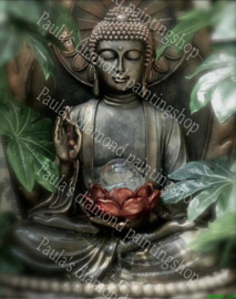 Boeddha met een lotus bloem (40x50cm full painting)