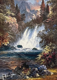 Waterval bij een berg landschap (40x50cm full painting)