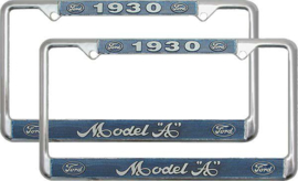 Model A Ford License Plate Frames - White Lettering With Blue Background - Model A Ford 1931