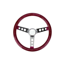 13 Inch Red Metalflake 60s Style Steering Wheel, 3-1/2 Dish