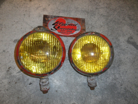 VINTAGE FOG LIGHTS ,  5.75 UNIT YELLOW GLASS