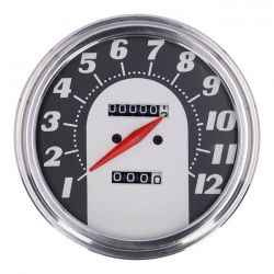 FL SPEEDOMETER, '62-67 FACE', BLACK/SILVER. 2.24:1 MPH