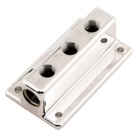 Three Outlet T-Style Chrome Fuel Distribution Block